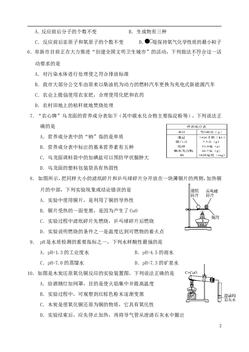 辽宁省阜新市2018年中考化学真题试题（含答案）_中考真题_5.化学中考真题2015-2024年_2018中考真题卷（277份）