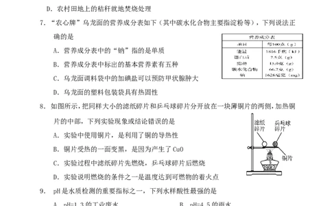 辽宁省阜新市2018年中考化学真题试题（含答案）_中考真题_5.化学中考真题2015-2024年_2018中考真题卷（277份）