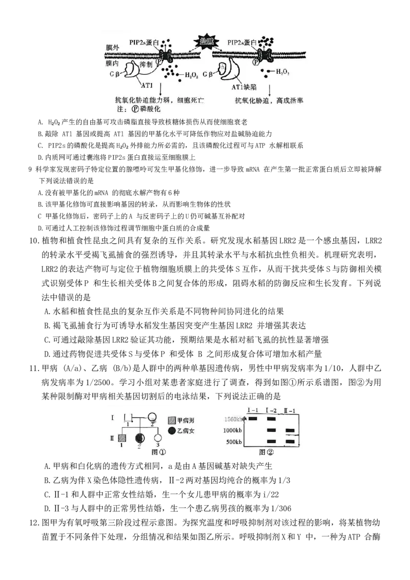 重庆市沙坪坝区重庆市第一中学校2024-2025学年高三下学期3月月考生物试题_2025年3月_250318重庆市第一中学校2024-2025学年高三下学期3月月考