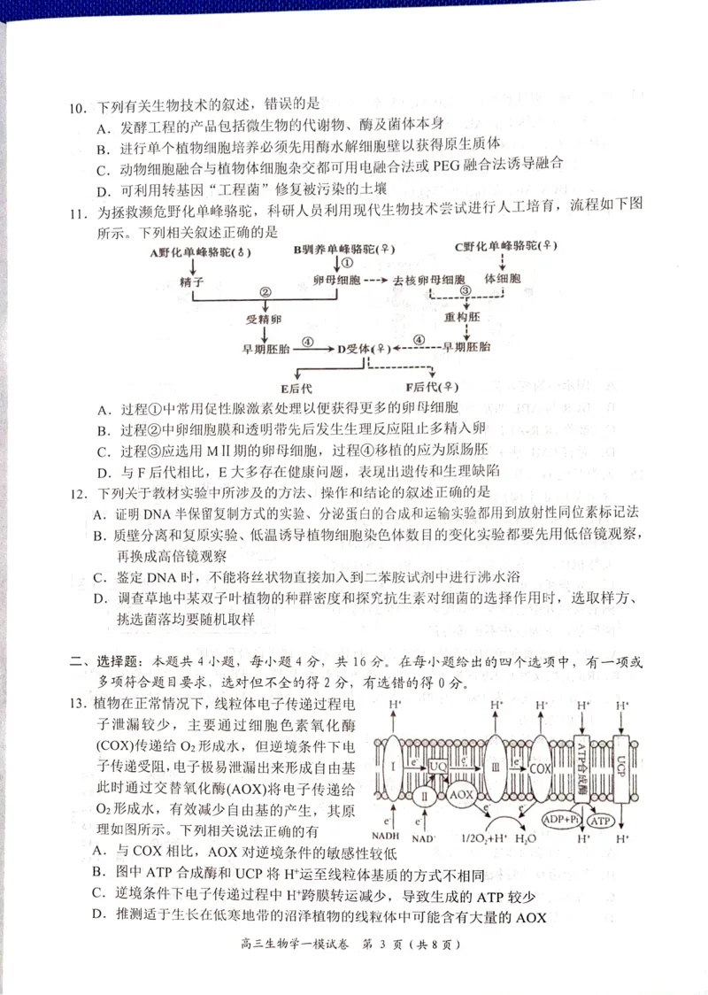 湖南省岳阳市2025届高三上学期教学质量监测（一）生物_2025年1月_250122湖南省岳阳市2025届高三上学期教学质量监测（一）（全科）