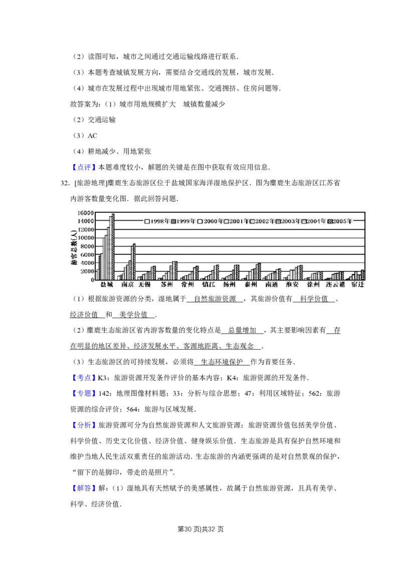 2010年高考地理试卷（江苏）（解析卷）_地理历年高考真题_新&middot;PDF版2008-2025&middot;高考地理真题_地理（按试卷类型分类）2008-2025_自主命题卷&middot;地理（2008-2025）_江苏自主命题&middot;地理（2008-2025）