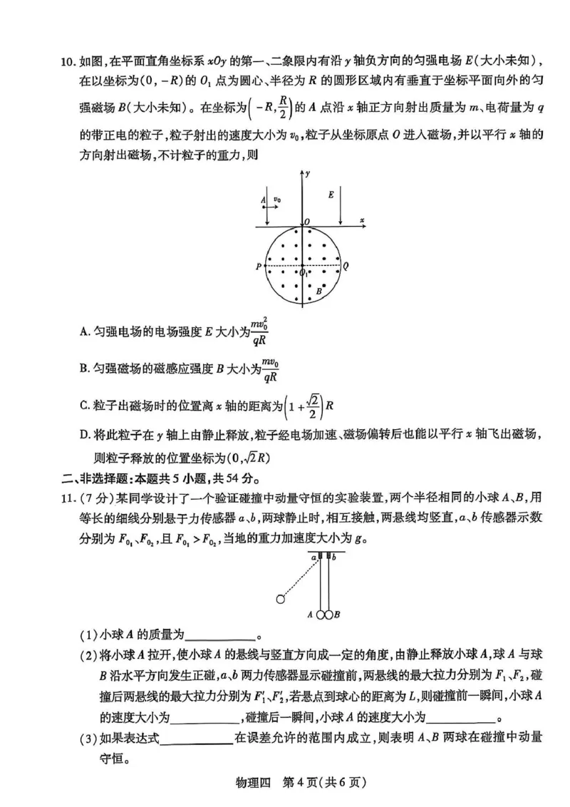 物理试卷_2025年3月_250331名校学术联盟&middot;高考模拟信息卷&冲刺卷&预测卷（全科）_2025届名校学术联盟高三下学期模拟冲刺物理试题（四）