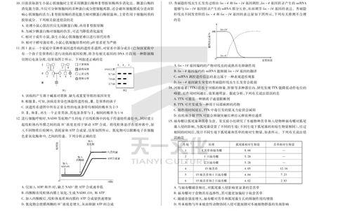 陕西、山西省天一小高考2024-2025学年（下）高三第三次考试生物_2025年4月_250411陕西、山西省天一小高考2024-2025学年（下）高三第三次考试（全科）