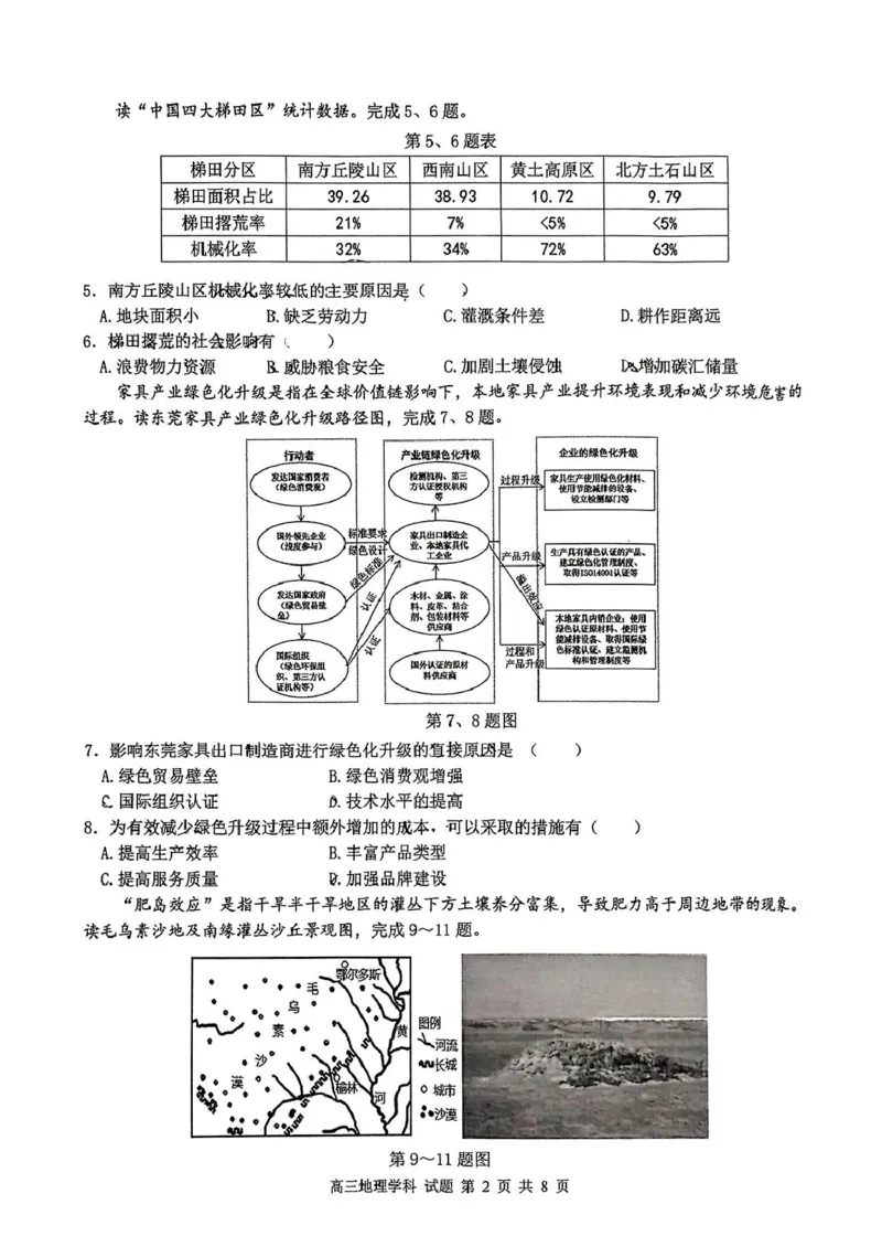 浙江省天域全国名校协作体2024-2025学年高三下学期3月月考地理+答案_2025年3月_250305浙江省天域全国名校协作体2024-2025学年高三下学期3月月考