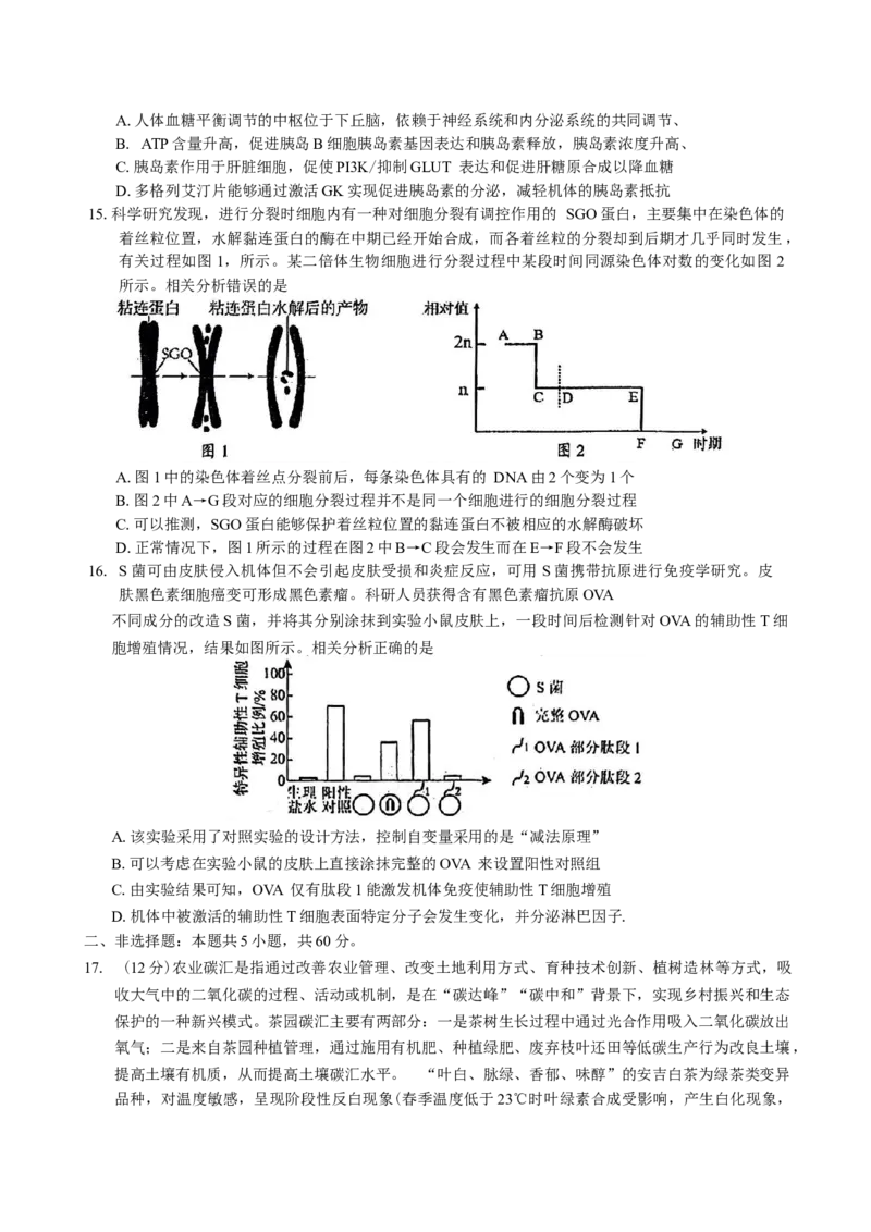 广东省佛山市顺德区2024-2025学年高三教学质量检测(二)生物学试题（有答案）_2025年2月_250223广东省顺德区2024学年普通高中高三教学质量检测（二）