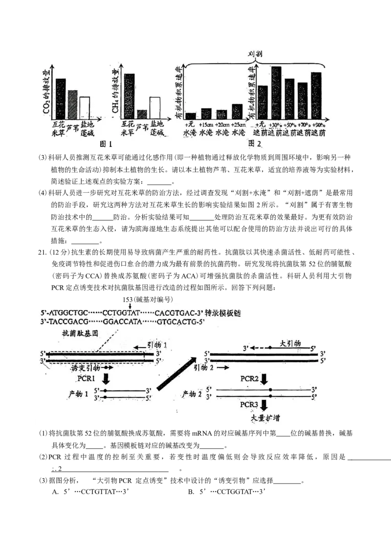 广东省佛山市顺德区2024-2025学年高三教学质量检测(二)生物学试题（有答案）_2025年2月_250223广东省顺德区2024学年普通高中高三教学质量检测（二）