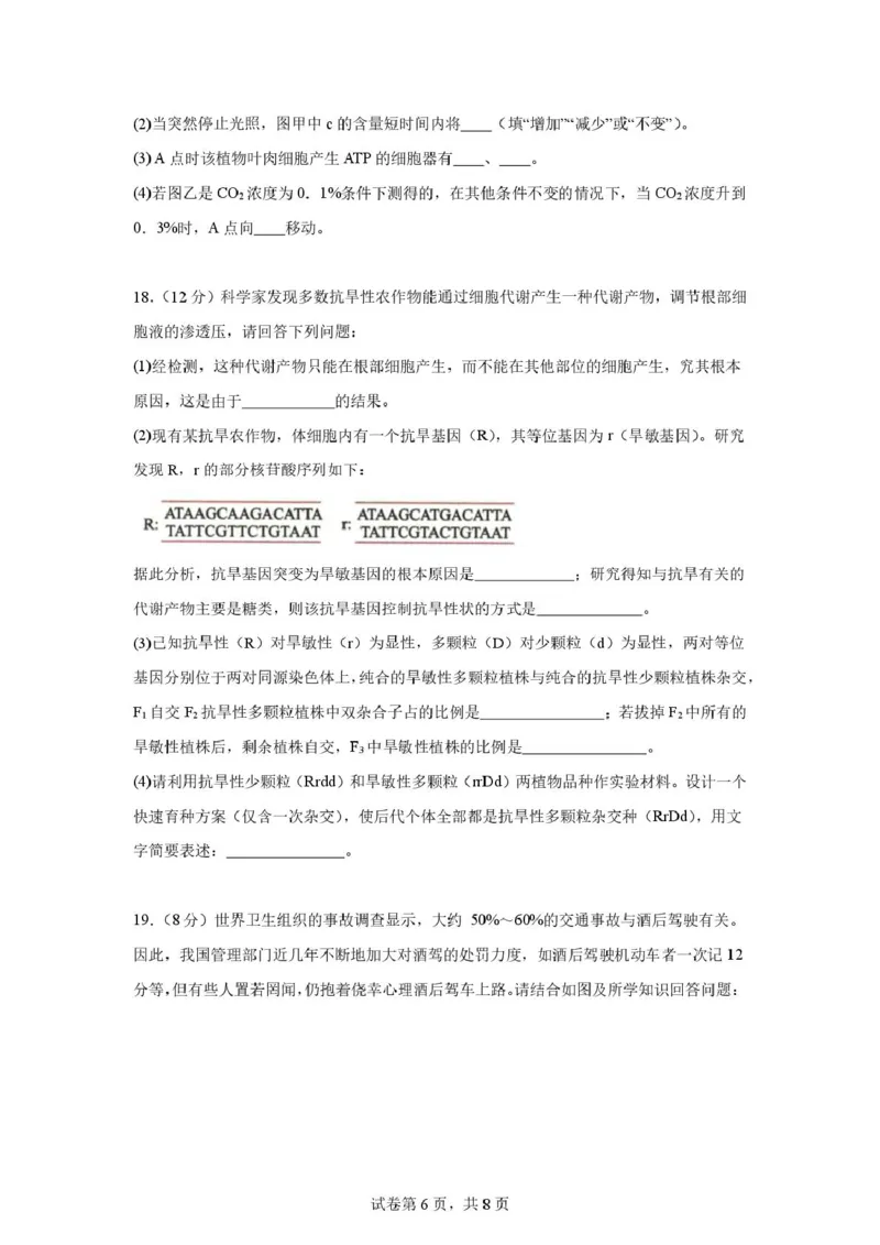 河南师大附中高三开学考试生物试卷_2025年9月_250916河南师范大学附属中学2025-2026学年高三上学期9月开学考试（全科）