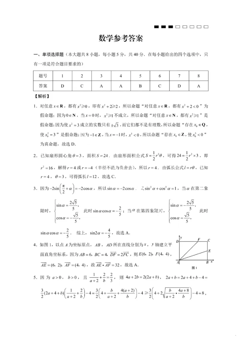 数学答案-重庆八中2026届高三9月高考适应性月考卷（一）_2025年9月_250927重庆市第八中学校2025-2026学年高三上学期9月月考