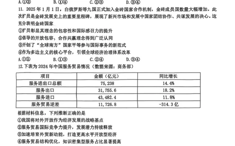 江西省宜春市2025届高三下学期4月模拟考试政治试题（含答案）_2025年4月_250422江西省宜春市2025届高三下学期4月模拟考试（二模）（全科）