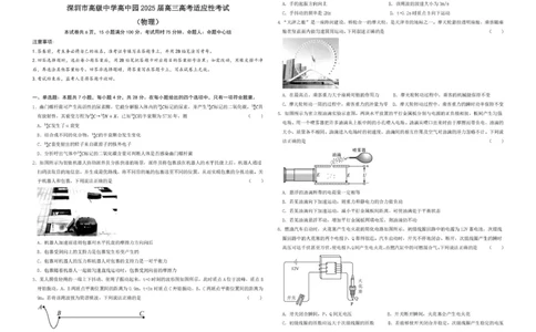 深圳市高级中学高中园2025届高三高考适应性考试（物理）试题_2025年5月_250524广东省深圳市高级中学高中园2025届高三高考适应性考试（全科）