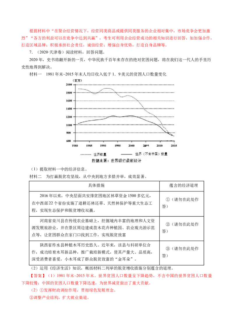 专题05《经济生活》综合主观题-学易金卷：十年（2014-2023）高考政治真题分项汇编（人教卷）（解析卷）_近10年高考真题汇编（必刷）