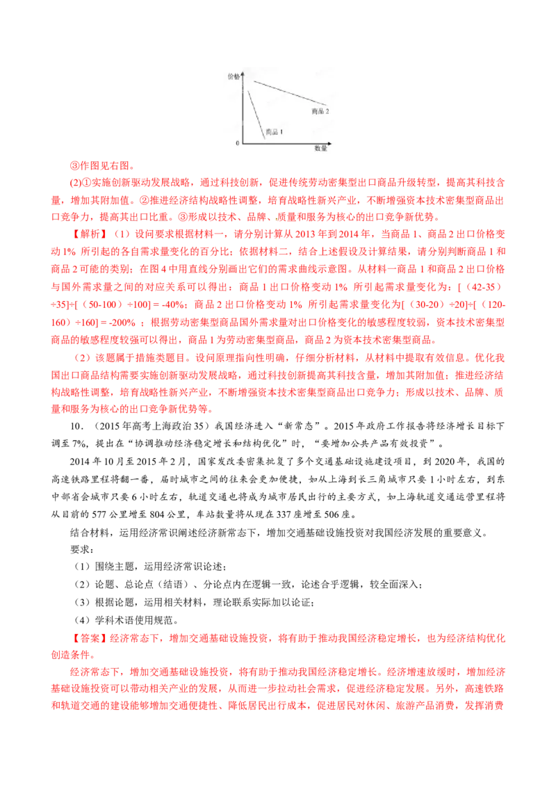 专题05《经济生活》综合主观题-学易金卷：十年（2014-2023）高考政治真题分项汇编（人教卷）（解析卷）_近10年高考真题汇编（必刷）