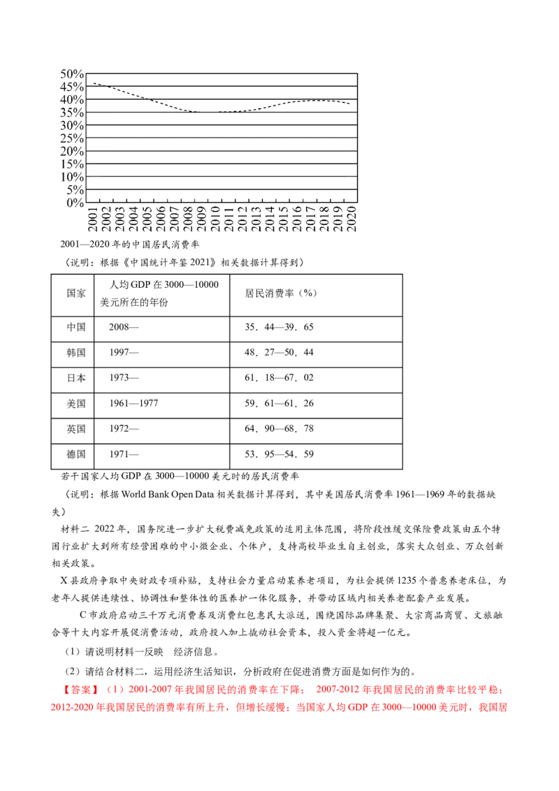 专题05《经济生活》综合主观题-学易金卷：十年（2014-2023）高考政治真题分项汇编（人教卷）（解析卷）_近10年高考真题汇编（必刷）