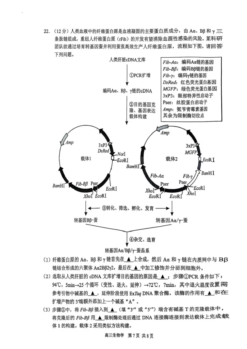生物试题苏锡常镇二模2025.05_2025年5月_250507江苏省苏锡常镇四市2024-2025学年度高三5月教学情况调研（二）（全科）