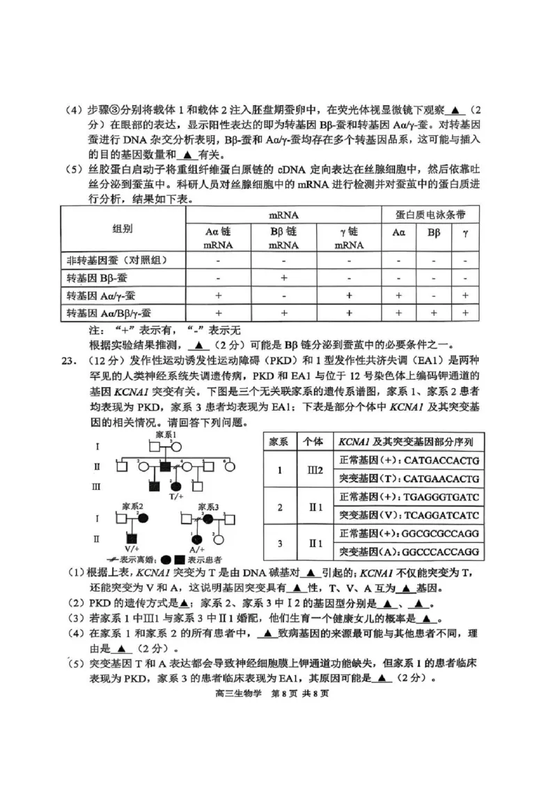生物试题苏锡常镇二模2025.05_2025年5月_250507江苏省苏锡常镇四市2024-2025学年度高三5月教学情况调研（二）（全科）