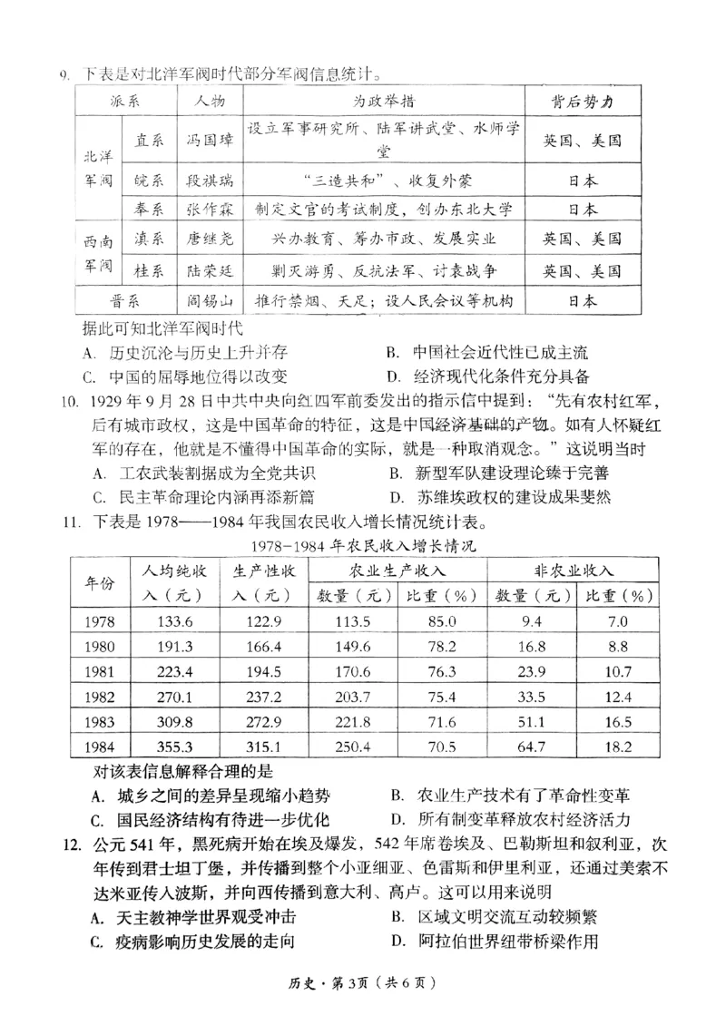 四川省巴中市普通高中2022级&ldquo;一诊&rdquo;考试历史_2025年2月_250221四川省巴中市普通高中2024-2025学年高三下学期一诊考试（全科）