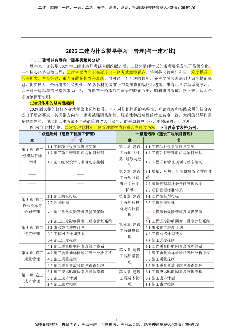 2026二建为什么提早学习&mdash;管理（与一建对比）_2026二建全科_2026二级建造师（持续更新）看这里_2026二建管理SVIP_01-精华文档✿电子教材✿历年真题