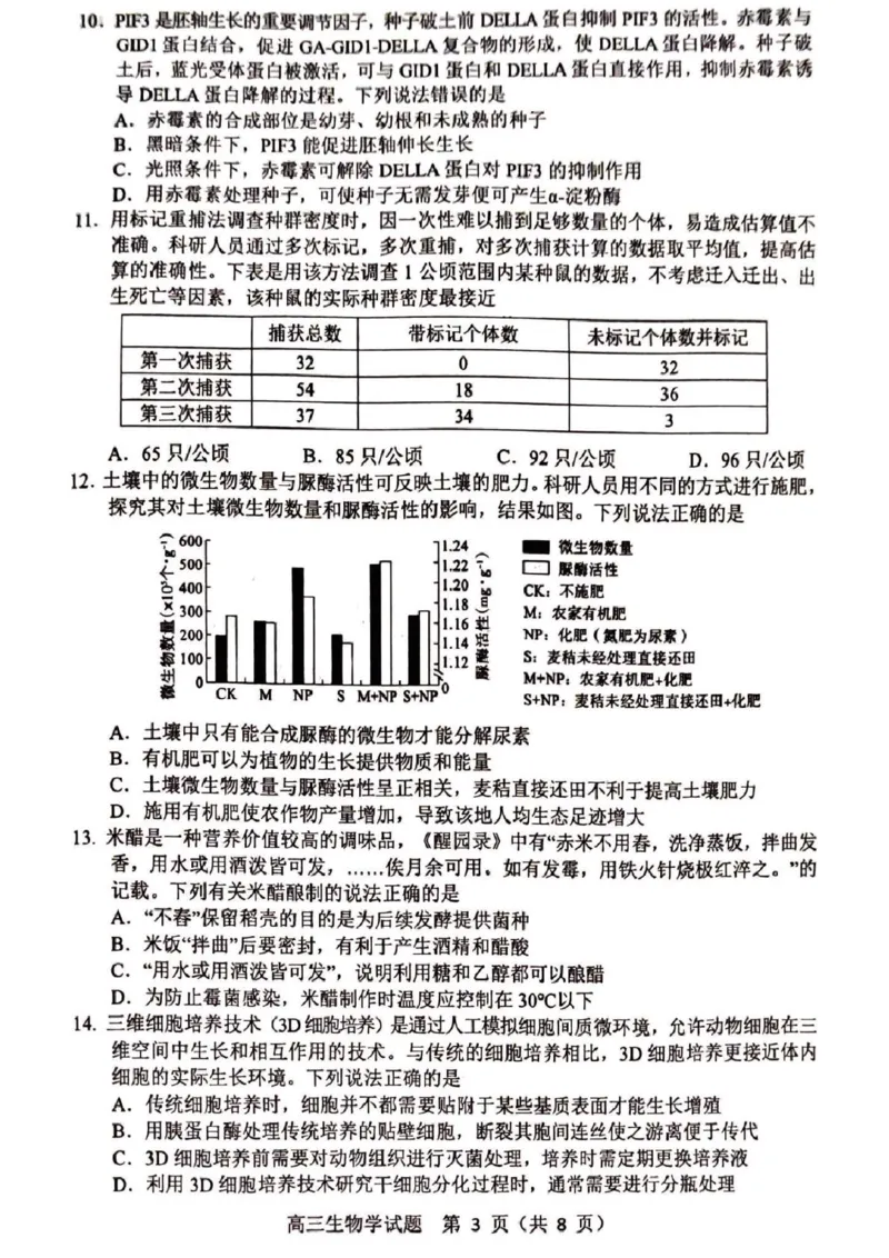 山东省淄博市2025届高三下学期3月模拟考试（淄博一模）生物_2025年3月_250309山东省淄博市、滨州市2025届高三下学期3月第一次模拟考试（全科）