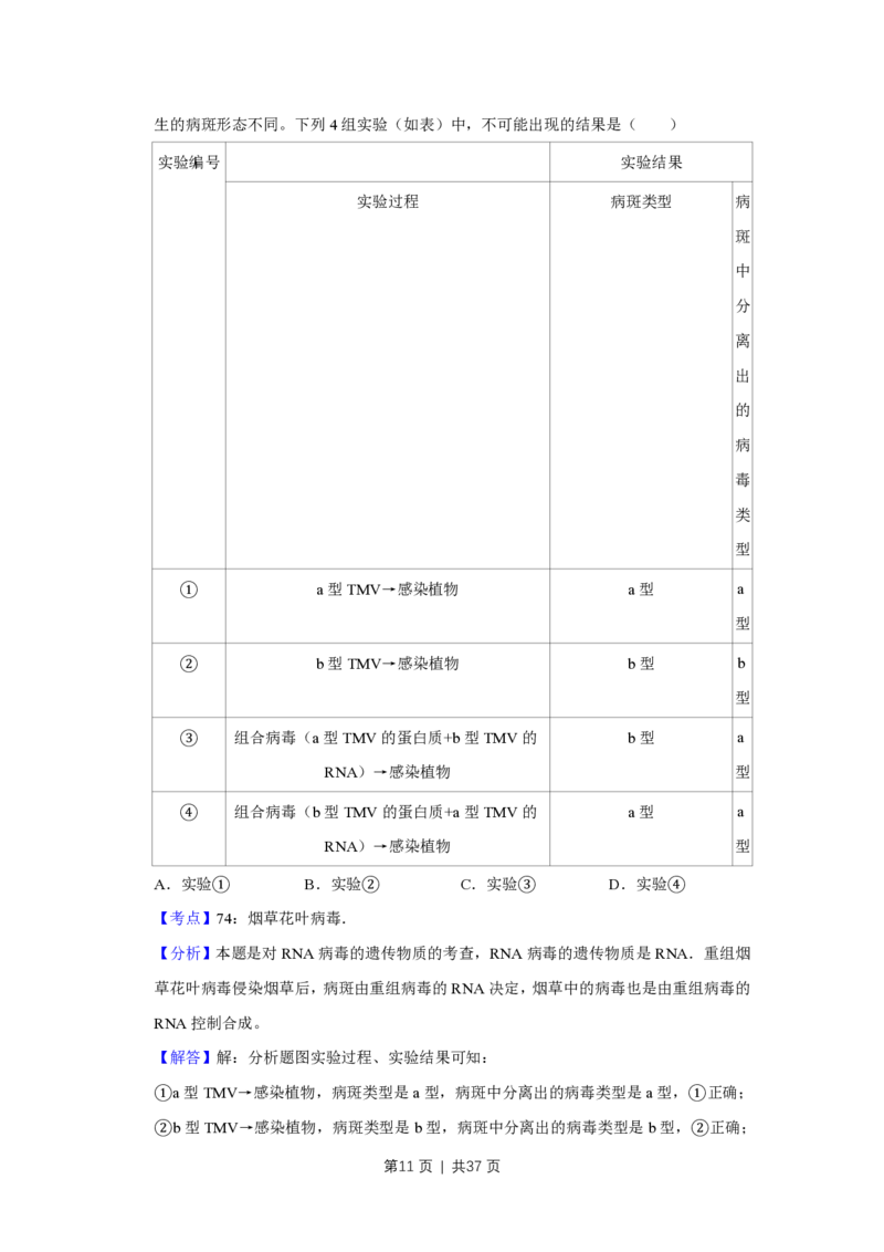 2009年高考生物试卷（江苏）（解析卷）_生物历年高考真题_新&middot;PDF版2008-2025&middot;高考生物真题_生物（按试卷类型分类）2008-2025_自主命题卷&middot;生物（2008-2025）_江苏自主命题&middot;生物（2008-2025）