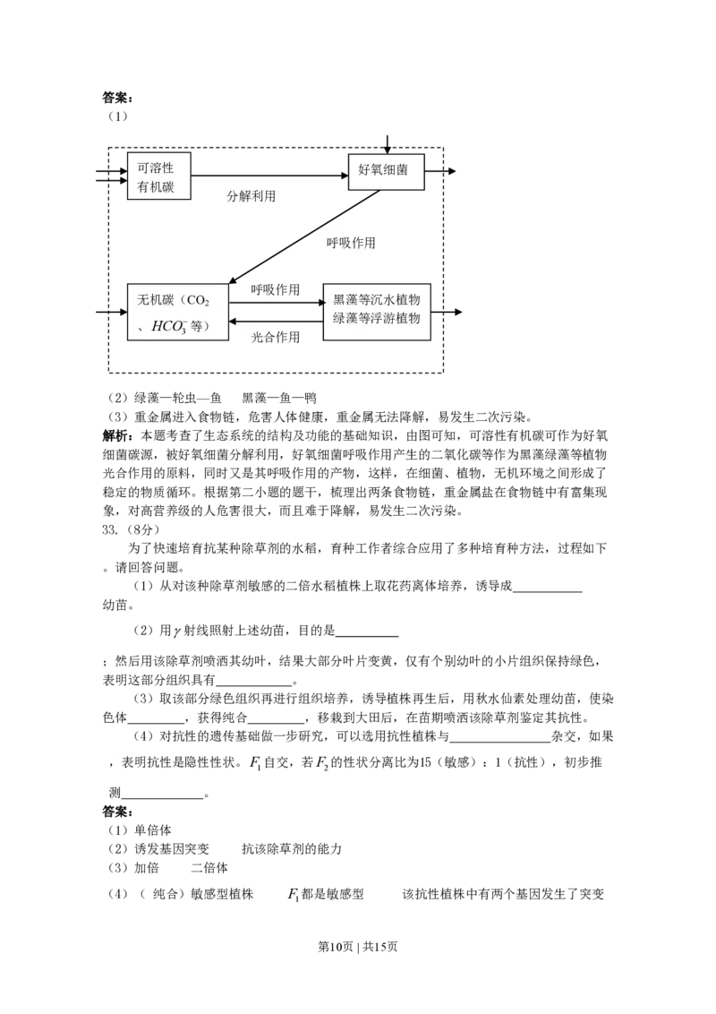 2009年高考生物试卷（广东）（解析卷）_生物历年高考真题_新&middot;PDF版2008-2025&middot;高考生物真题_生物（按试卷类型分类）2008-2025_自主命题卷&middot;生物（2008-2025）