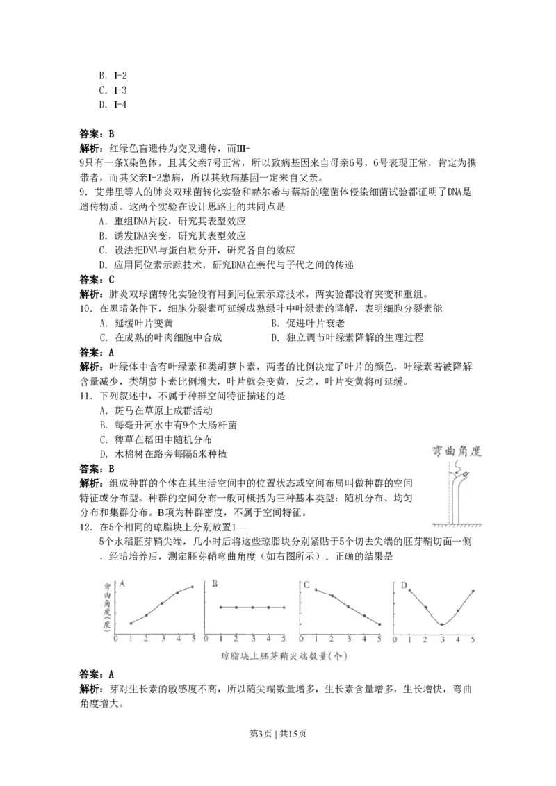 2009年高考生物试卷（广东）（解析卷）_生物历年高考真题_新&middot;PDF版2008-2025&middot;高考生物真题_生物（按试卷类型分类）2008-2025_自主命题卷&middot;生物（2008-2025）