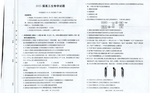 四川金太阳2025届高三5月联考（25-507C）生物_2025年5月_250521四川金太阳2025届高三5月联考（25-507C）（全科）