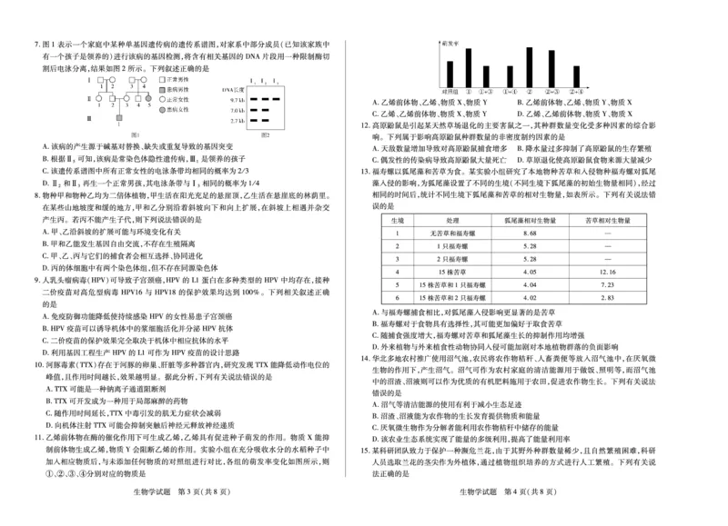 河南省天一小高考2024-2025学年（下）高三第三次考试生物_2025年4月_250410河南省天一小高考2024-2025学年（下）高三第三次考试（全科）