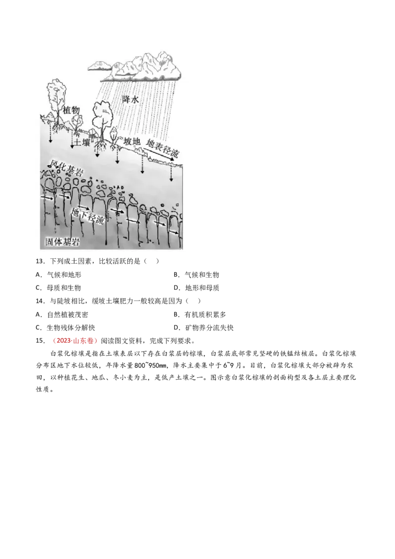 专题07自然地理环境的整体性和差异性-十年（2014-2023）高考地理真题分项汇编（学生卷）_近10年高考真题汇编（必刷）_十年（2014-2024）高考地理真题分项汇编（全国通用）
