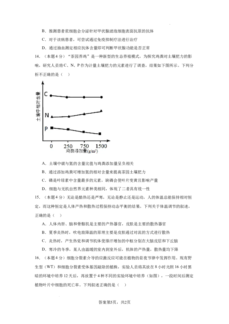 湖南省长沙市望城区第一中学2025届高三一模试题生物_2025年3月_250322湖南省长沙市望城区第一中学2025届高三一模试题