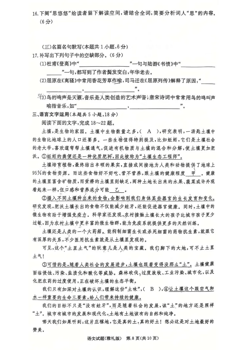 湖南省长沙市雅礼中学2024-2025学年高三上学期第四次月考语文试卷_2025年1月_250101湖南省长沙市雅礼中学2024-2025学年高三上学期月考（四）