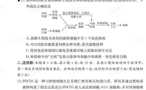 湖南省炎德&middot;英才大联考长郡中学2025届高三月考试卷（六）生物_2025年2月_250209湖南省炎德&middot;英才大联考长郡中学2025届高三月考试卷（六）（全科）