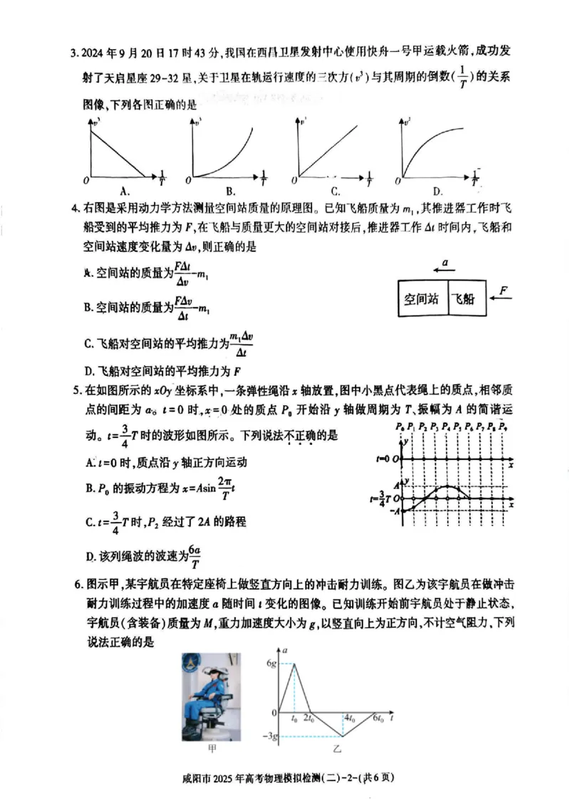 陕西省咸阳市2025届高三第二次模拟-物理_2025年3月_250330陕西省咸阳市2025届高三第二次模拟（全科）_陕西省咸阳市2025届高三下学期高考模拟检测(二)物理