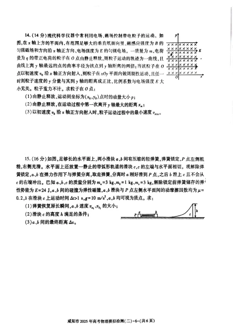 陕西省咸阳市2025届高三第二次模拟-物理_2025年3月_250330陕西省咸阳市2025届高三第二次模拟（全科）_陕西省咸阳市2025届高三下学期高考模拟检测(二)物理