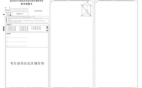 湖北省武汉市2025届高中毕业生四月调研考试数学答题卡_2025年4月_250418湖北省武汉市2025届高中毕业生四月调研考试（全科）_湖北省武汉市2025届高中毕业生四月调研考试数学