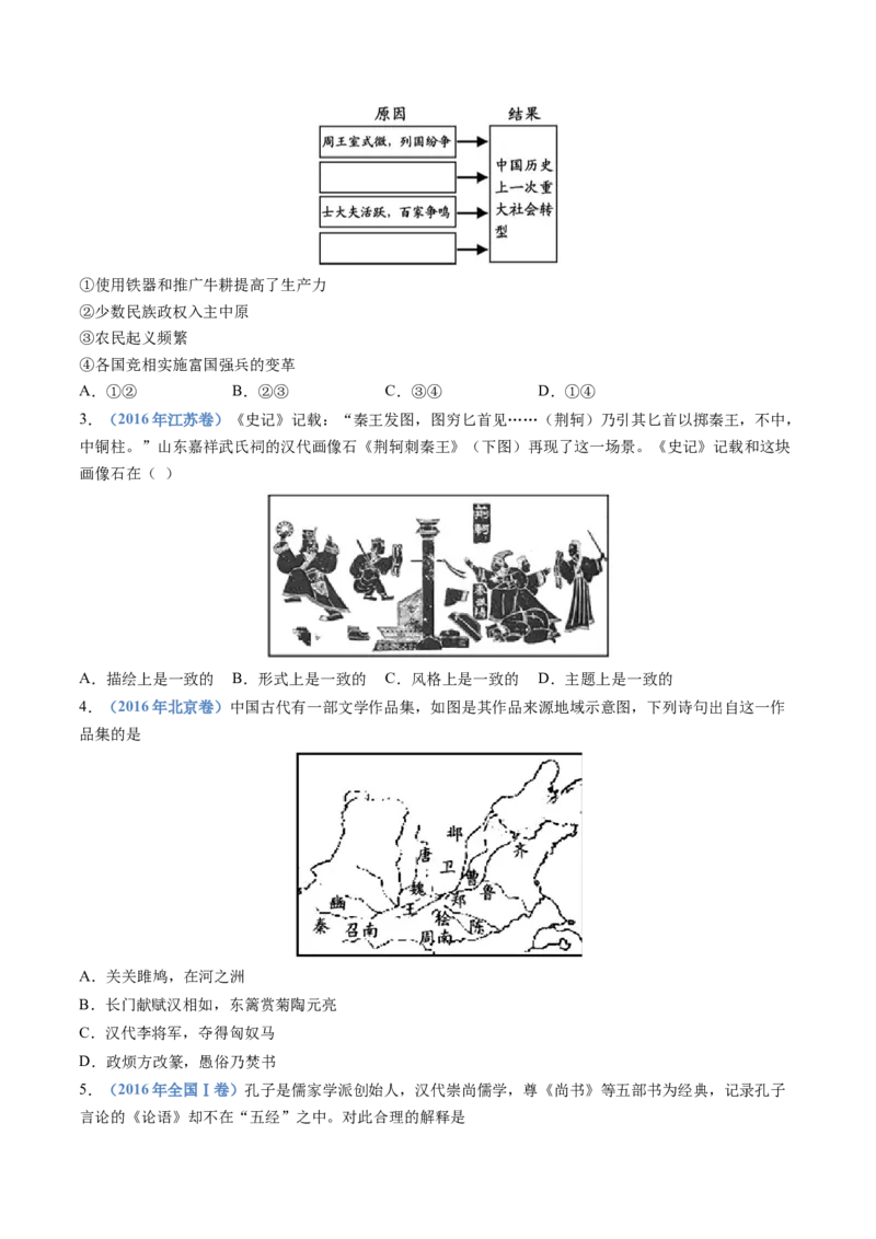 专题01从中华文明起源到秦汉统一多民族封建国家的建立与巩固（学生卷）_近10年高考真题汇编（必刷）_十年（2014-2024）高考历史真题分项汇编（全国通用）
