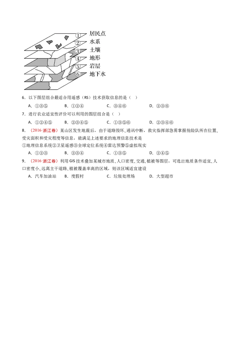 专题08自然灾害和地理信息技术-十年（2014-2023）高考地理真题分项汇编（学生卷）_近10年高考真题汇编（必刷）_十年（2014-2024）高考地理真题分项汇编（全国通用）