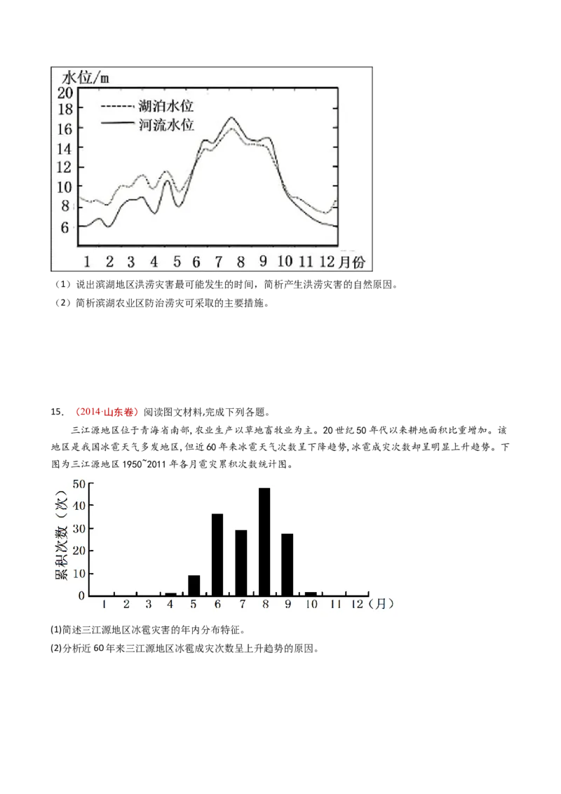 专题08自然灾害和地理信息技术-十年（2014-2023）高考地理真题分项汇编（学生卷）_近10年高考真题汇编（必刷）_十年（2014-2024）高考地理真题分项汇编（全国通用）