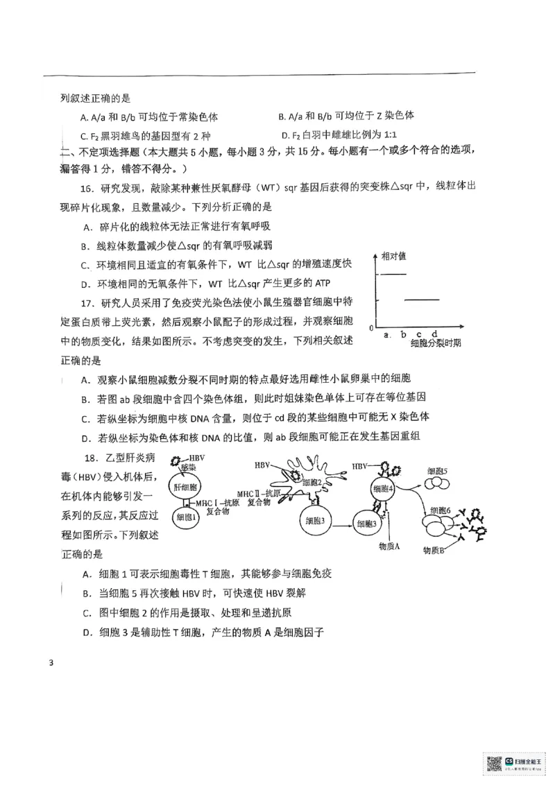 生物学试题_2025年5月_250520黑龙江省大庆实验中学二部2025届高三下学期得分训练（四）_2025届黑龙江省大庆实验中学高三下学期得分训练四生物试题_生物