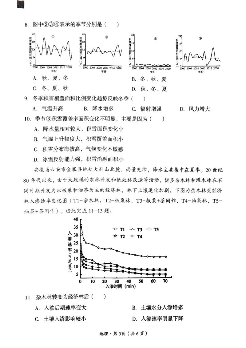 四川省巴中市普通高中2022级&ldquo;一诊&rdquo;考试地理_2025年2月_250221四川省巴中市普通高中2024-2025学年高三下学期一诊考试（全科）