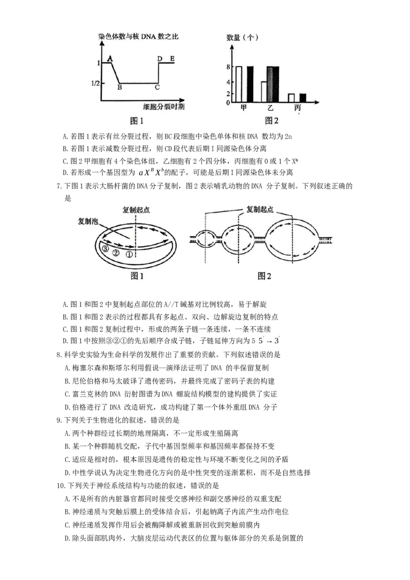 江苏省南京市2025届高三下学期第二次模拟考试生物学试题（有答案）_2025年5月_2505122025届江苏省南京市高三二模第二次模拟考试（全科）