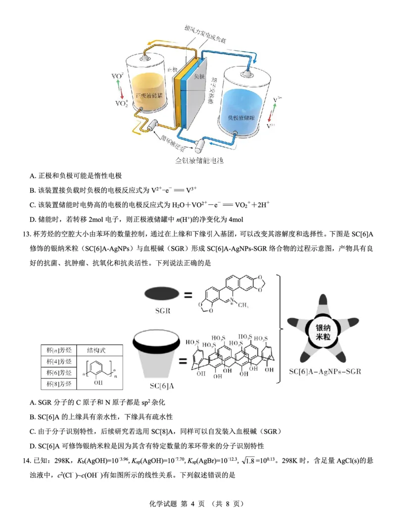 西北名校教研联盟2025届高三下学期2月联考化学试卷（含解析）_2025年2月_250226西北名校教研联盟2025届高三下学期2月联考（全科）