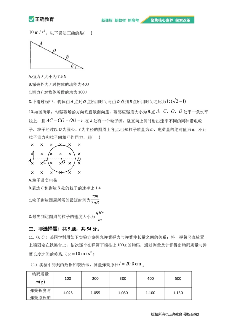 2023届新高考物理金榜猜题卷河北专版_2023高考押题卷_正确教育金榜猜题卷_（新高考）正确教育丨金榜猜题卷_新高考物理