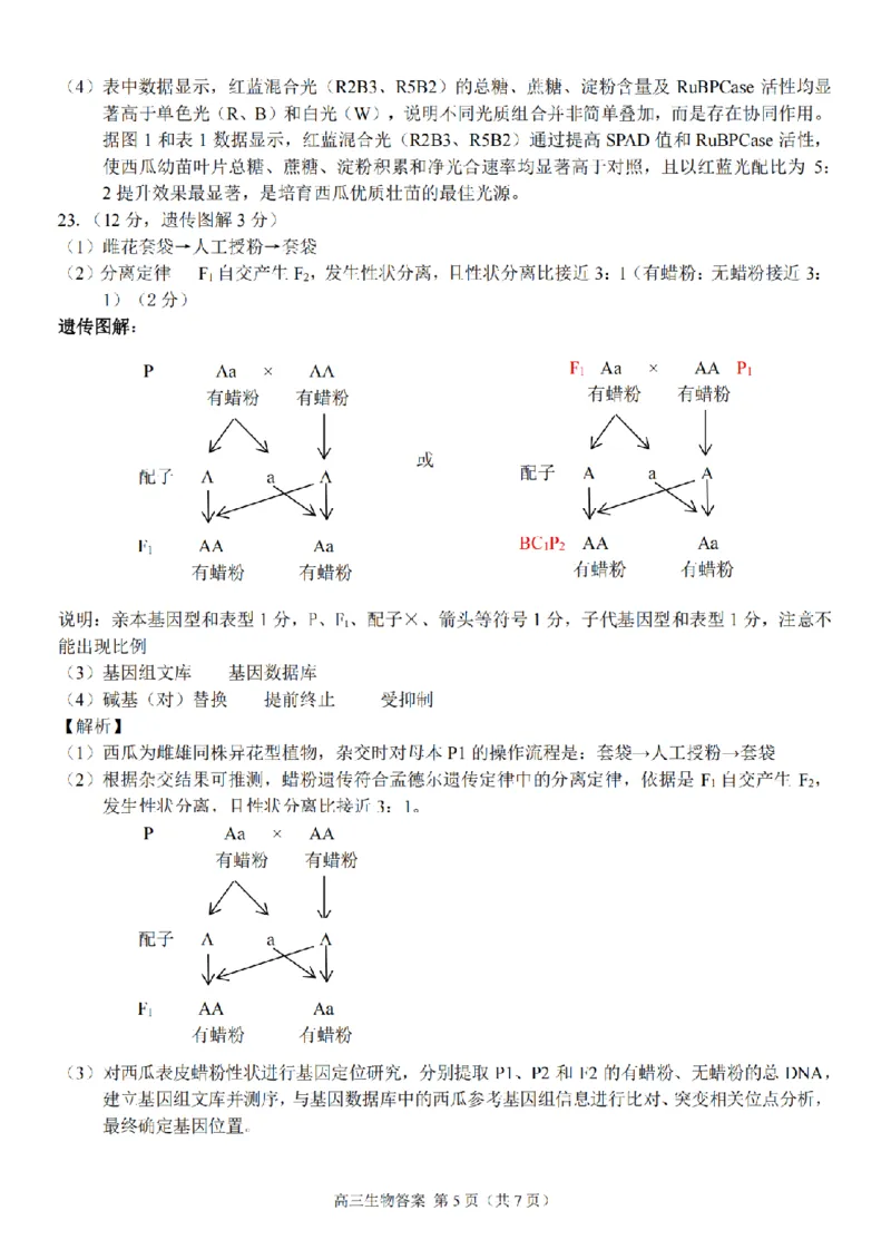 生物答案｜26届七彩阳光高三返校考_2025年8月_250830浙江省七彩阳光新高考研究联盟2026届高三上学期返校联考（全科）