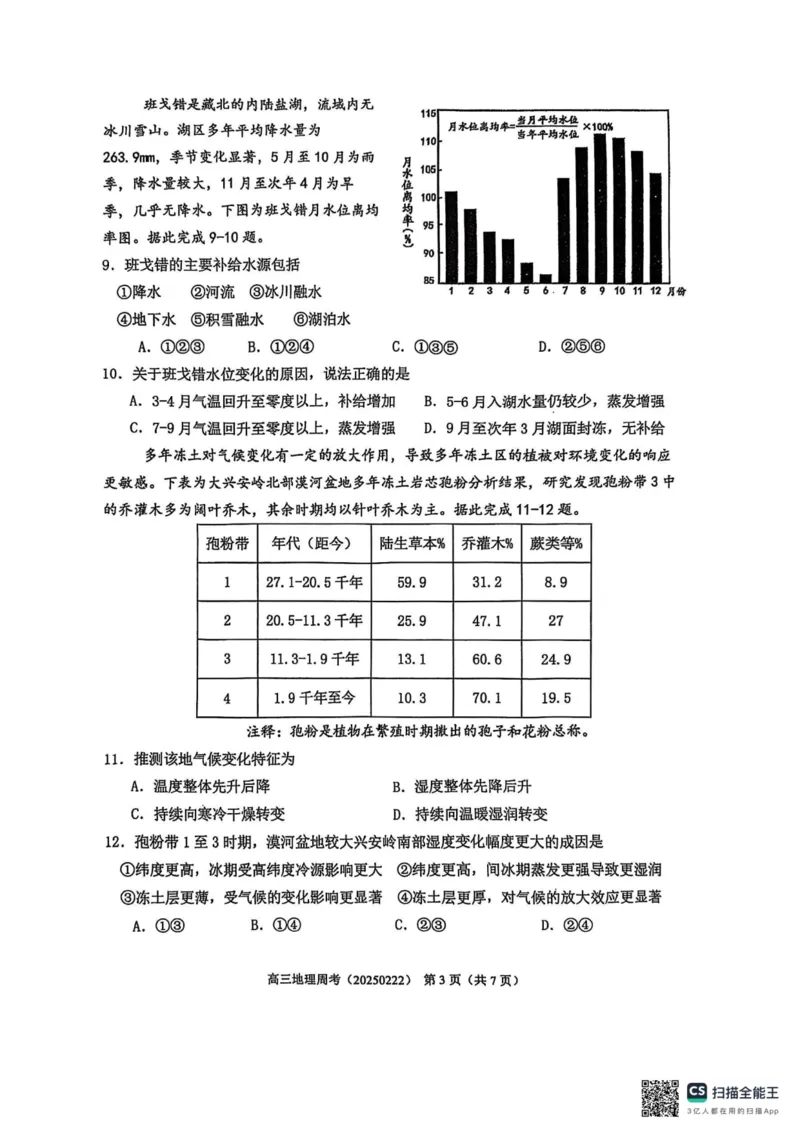福建省厦门第一中学2024-2025学年高三下学期第一次周考（质检模拟）地理试题（含答案）_2025年2月_250227福建省厦门市第一中学2024-2025学年高三下学期第一次质检模拟