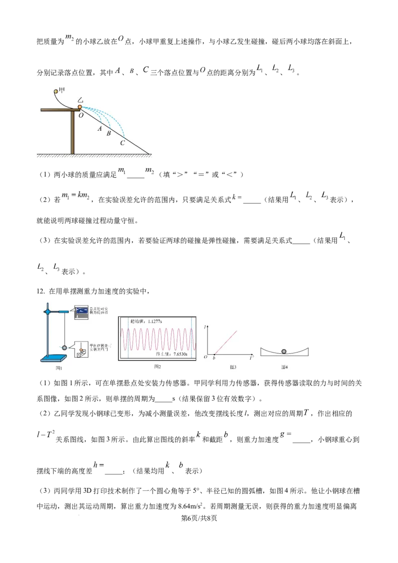 精品解析：黑龙江省哈尔滨师范大学附属中学2025-2026学年高三上学期期中考试物理试题（原卷版）_2025年11月