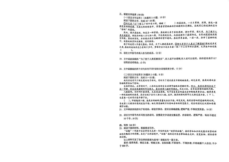 安徽省十联考合肥市第一中学等校2025届高三上学期阶段性诊断检测语文_2025年1月_250102安徽省十联考合肥市第一中学等校2025届高三上学期阶段性诊断检测