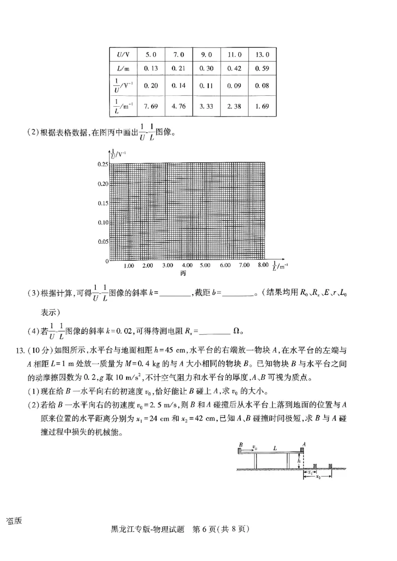 2024王后雄黑龙江专版&mdash;&mdash;物理_2024高考押题卷_22024王hou雄_（新高考）2024王后雄押题预测卷（分科版）_4.物理