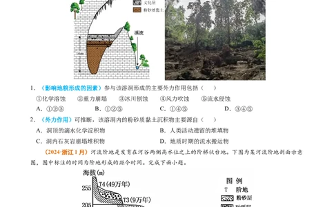 专题04地质地貌-2024年高考真题和模拟题地理分类汇编（学生卷）_近10年高考真题汇编（必刷）_十年（2014-2024）高考地理真题分项汇编（全国通用）