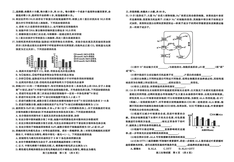 生物试题-山东名校考试联盟2025年10月高三年级阶段性检测_2025年10月_251013山东省名校考试联盟2026届高三上学期10月阶段性检测（全科）