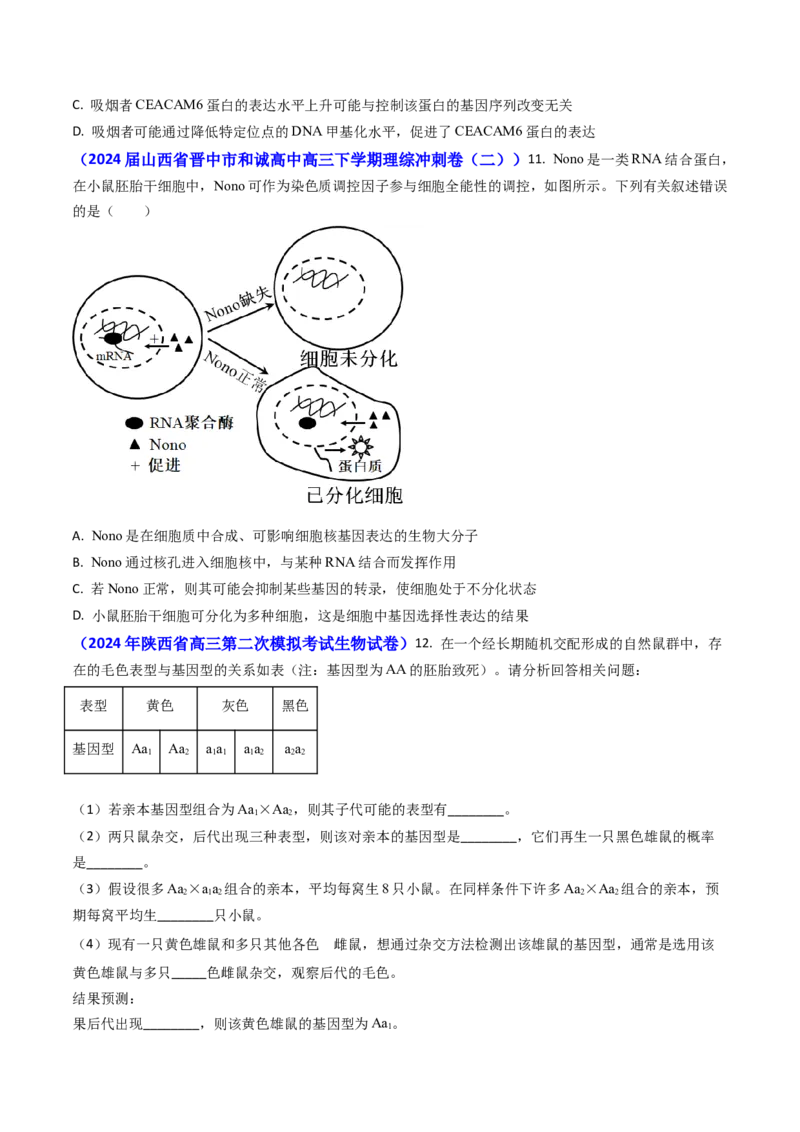 专题09遗传的分子基础-2024年高考真题和模拟题生物分类汇编(学生卷）_近10年高考真题汇编（必刷）_十年（2014-2024）高考生物真题分项汇编（全国通用）